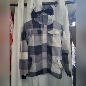 Iceberg Kids Checkered Puffer Jacket - Black, Gray, and White